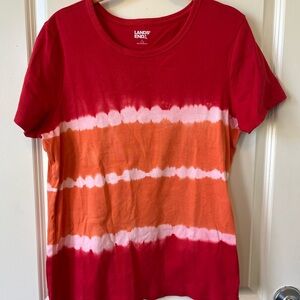 Lands' End Vibrant Red and Orange Tie-Dye Tee